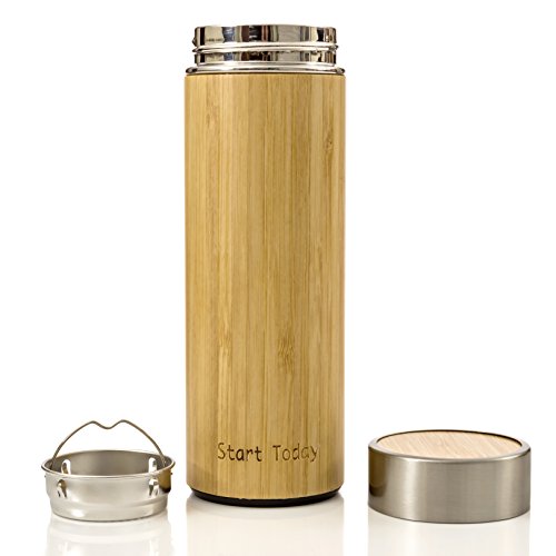 Start Today Stainless Steel Strainer Bamboo Travel Mug