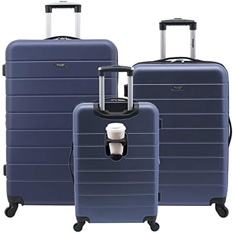 Wrangler Smart Hardside with USB Charging Port, Navy Blue, 3 Piece Set