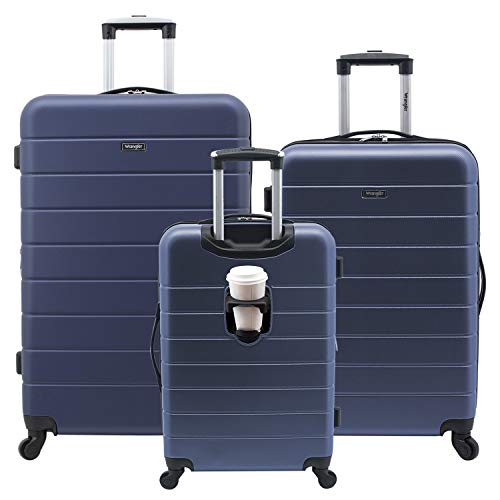 Wrangler Smart Luggage Set with Cup Holder and USB Port, Navy Blue, 3