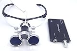 Aphrodite High Quality Colorful Surgical Binocular Loupes Optical Glass Loupe 3.5X420mm with LED Head Light Lamp (Black)