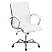 Flash Furniture Merideth Mid-Back Designer White LeatherSoft Executive Swivel Office Chair with Chrome Base and Arms