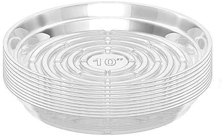 Jecengs Clear Plant Saucers trays for Indoor Outdoor Garden Plants Pot 10 Pack 10 inch 25cm