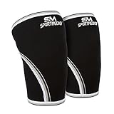 SportMediQ Knee Sleeves (1 Pair) Support & Compression for Weightlifting, Powerlifting & Running - 7mm Neoprene Sleeve for the Best Squats - 1 Year Warranty