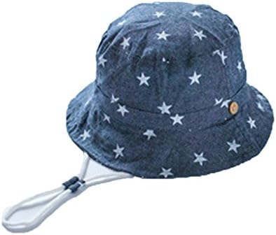 Jutao Children Star Printing Cotton Sun Hat Bucket Hat Dark Color 54CM