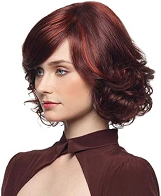 Gtzd Wig For Women Ladies Short Wine Red Color Pear Curly Hair