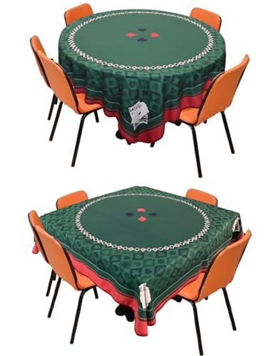 Toalha De Mesa Aveludada Para Jogar Baralho Estampa De Cartas Truco Carteado Tema Poker Serve Em Mesa Quadrada ou Redonda Para 4 Lugares - 1,60 x 1,60 m - Renova Enxovais