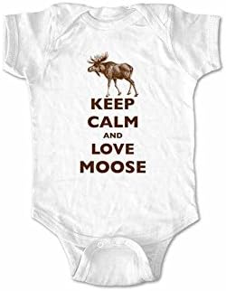 Keep Calm and Love Moose baby one piece bodysuit (6 Months, White)