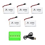 Noiposi 3.7V 850mAh 25C Lipo Battery 5Pcs and X6 Charger for Syma X5C X5C-1 X5SW X5C-1 X5SC X5SC-1 Cx-30 Cx-31 Quadcopters