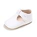 Enteer Baby Girls' Retro Leather Button Mary Jane Shoes White US 4