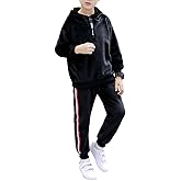 Monvecle Little to Big Boys' Velour & Fleece Hoodie Tracksuit Sweatshirt Top + Sweatpant Velvet Fleece Jogger 2pcs Set
