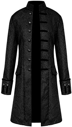 LisYOU F Mens Tailcoat Jacket Button Long High-Neck Uniform Costume Praty Outwear Coat
