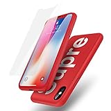 iPhone X Case,AICase Ultra Thin Lightweight Supre Fashion Full Body Coverage Protection Soft PC [Dual Layer][Slim Fit] Case with Tempered Glass Screen Protector for Apple iPhone X/10 (Red)