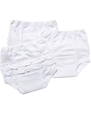 Baby Girl's White Training Pants With Rhumba Ruffles 3-Pack