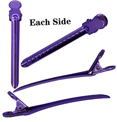 Hair Duckbill Clips for Women, 12 Pcs Professional Rustproof Metal Hair Styling Clips Hair Clip Set, 3.7 Inches Durable Salon Hair Clips Styling Tools for Salon, Personal &thick Hair (Purple)