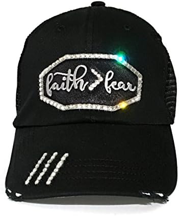 Faith over Fear Women's Black Baseball Cap - Girls Christian Gift - by Elivata