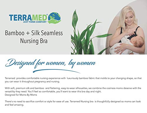Terramed Bamboo Silk Seamless Nursing Bra Padded Maternity Bra Pregnancy Breastfeeding (Black, Large) - Thumbnail 4
