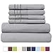 EASELAND Bed Sheet Set - King Size Sheets 6 Pieces Bedding Sheet & Pillowcases Sets, Brushed Microfiber Sheet with Deep Pocket Fits 8 to 16 Inch(King,Grey)