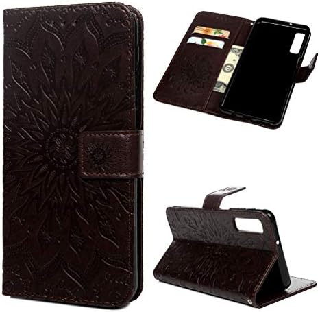 Abuenora Case for Samsung Galaxy A7 2018 Leather Wallet Flip Folio Cover Protective Estuche Book Style Stand Horizontal View Card Holder Slot Magnet Design