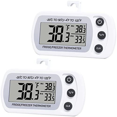 Digital Refrigerator Thermometer 2 Pack Fridge Freezer Thermometer