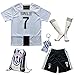 GamesDur 2018/2019 Cristiano Ronaldo #7 Home Football Soccer Kids Jersey & Short & Sock & Soccer Bag Youth Sizes (New (Juve), 9-10 Years)