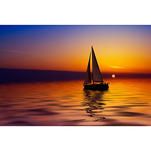 JW-MZPT IQ Challenge Puzzle, Sunset Sailing Boat, Wooden Assembled Puzzle Toy Educational Decompress