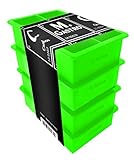 Silicone Ice Cube Trays by M.Gastro, SAVE WITH OUR ECONOMY 4 PACK, Extra Large Ice Cubes, Space Saving Design, 6 Cavity (Green)