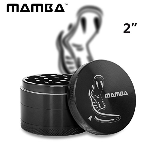 Mamba Grinders 2" Premium Spice Herb Grinder - Razor Sharp Teeth, Pollen Catcher, Scraper - Strong & Portable Plant Tobacco Grinding Accessories Tool. Create The Perfect Fluffy Grind Anywhere (Black) - Thumbnail 6