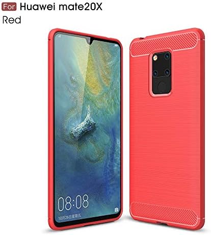 CONGCASE Phone Cases Cover, [Anti-Drop] Carbon Fiber Armor Shockproof Brushed Flexible Silicone Grip Case for Huawei Mate 20X (Color : Red)