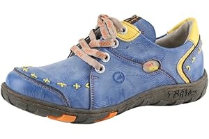 TMA EYES Women's Leather Soft Sole lace-up Fashion Shoes with Hand-Stitched Design