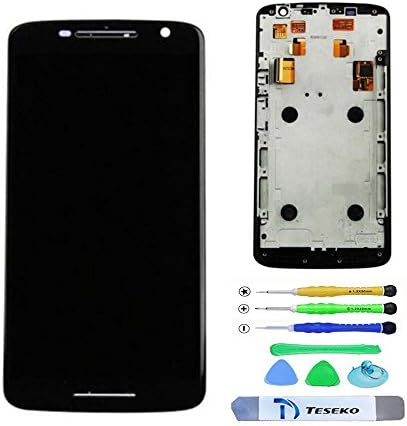 Teseko New Assembly full LCD Display + Touch Screen Digitizer With Frame For Motorola Moto X Play XT1561 XT1562 XT1563 With Free DIY Tools---Black