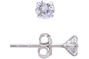 4MM Sterling Silver Earrings Diamond White Cubic Zirconia Studs for Women Men