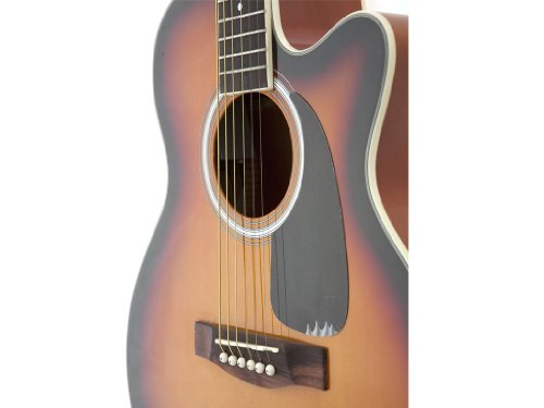 Fever Full Size Jumbo Body Steel String Acoustic-Electric Guitar Sunburst with Bag, Tuner and Strings, 5015CE-SB