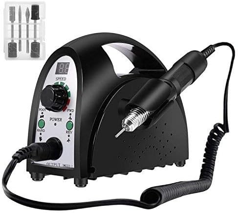 Super Black Bull 35000 RPM 65 Watt Portable Electric Nail File Drill Nail Polish Bow Professional Manicure Pedicure Kit for Home and Salon