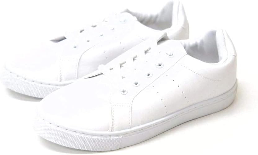 Amazon スニーカー レディース シンプル ひも レースアップ サイズ小さめ 合皮 黒 白 ホワイト アイボリー シルバー 女性 靴 安い Ym スニーカー