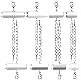 16 Pairs White Golden Slide On End Clasps Tube