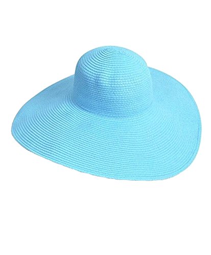 Eforstore Hats Big Beautiful Solid Color Floppy Hat Womens Wide Large Brim Folding Summer Sun Visor Straw Beach Cap