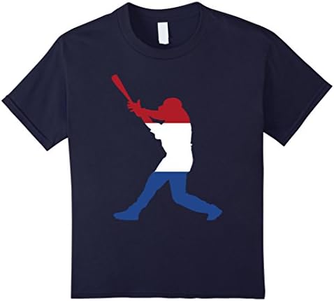 Kids Netherlands Baseball Flag Shirt 6 Navy