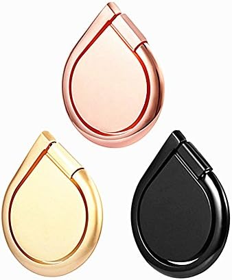 Cell Phone Finger Ring Holder 3 Pack, 360 Rotation Water Drop Shape Grip Kickstand for Iphone 8 8plus7 Plus 6 6S X, Samsung Galaxy Note8 S8 S7 Edge, Fit for Magnetic Car Mount