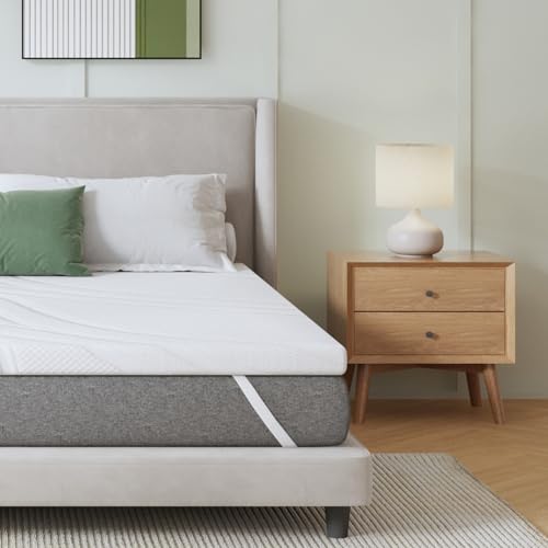Novilla Topper 160x200, Topper Matrimoniale in Memory Foam e Schiuma in Fibra di Bambù 5cm，Favorisce la Ventilazione e la Permeabilità All'aria, Buon Supporto, Eccellente Fascia Elastica Antiscivolo