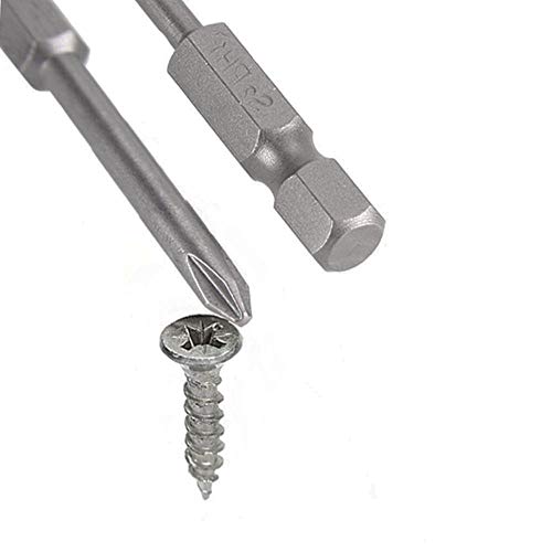 Hymnorq 9pc Phillips Crosshead Screwdriver Bits Set - Quick Release 1/4” Hex Shank for Easy Attachment - Solid S2 Steel Alloy, Magnetic Tip, 100mm Long - Fit All Standard Bit Holders & Power Tools - Thumbnail 6