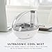 Sol Wellness Cool Mist Humidifier - Ultrasonic Quiet Operation Device - With Night Light And Automatic Shut Off - 1.5 Liter - White/Gray