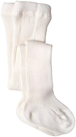 Tights WOOL COTTON organic baby children leg warmers boy girl (128 cm, White)