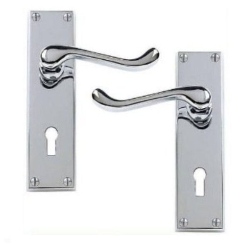 Victorian Scroll Polished Chrome Lever Lock Door Handles 150 x 40mm