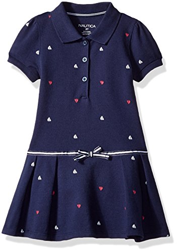 Nautica big girls  printed pique dress with pleated ski…