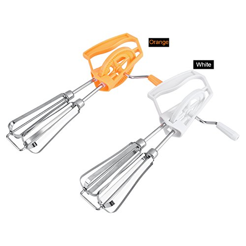 Hand Whisk Egg Beater, Easy Use Egg Mixer with Stainless Crank and Plastic Handle Durable and Safe for Kitchen Cooking Whipping Tool(Orange)