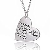 ALoveSoul Teacher Gift It Takes A Big Heart To Help Shape Little Minds Heart shaped Pendant Necklace