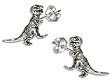 CM 925 Sterling Silver Tyrannosaurus Rex Dinosaur Earrings Studs Tiny Mini Stainless Steel Posts Backs