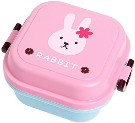 Ninko Pink Cute Cartoon Rabbit Lunch Box Food Container Storage Portable Bento Spoon School