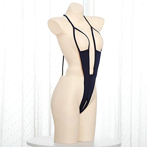 Koueja101 Underwear Sexy Women Hollow Out Costumes Open Bra Underwear Soft Bodystocking Bodysuit - Navy