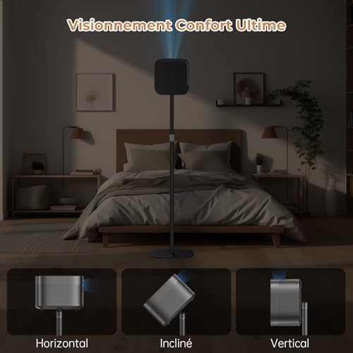POLESTO Metal Projector Stand, Height Adjustable from 50 to 125 cm with 360° Angle Rotation, Space-saving, Supports up to 5 kg, Compatible with Projector, Cameras and More